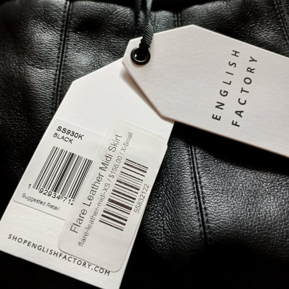 English Factory NWT Pleated Flare Leather Midi Skirt Women's XS - Picture 5 of 8